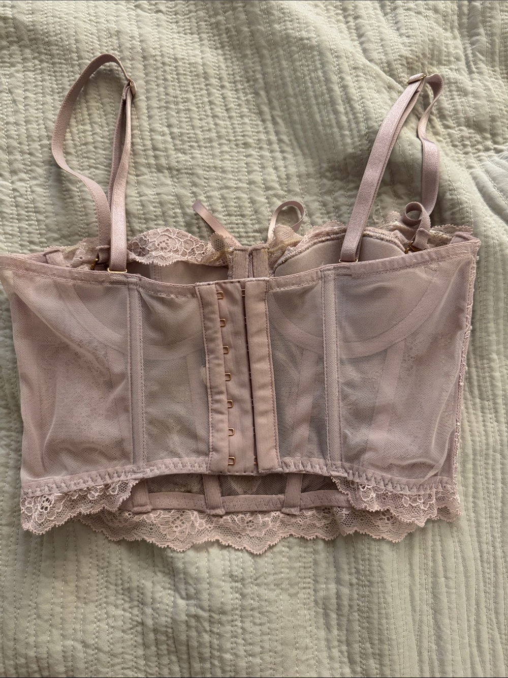 Victorias Secret Women's Floral Lace Corset Bra Top - Pink - Picture 2 of 5
